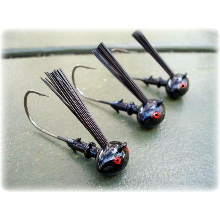 "Rapture Series" Football Jig Head - Black-Blue Unskirted (1 jig per pack)